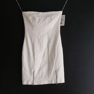 Zara White Mini Party Dress with Zippers